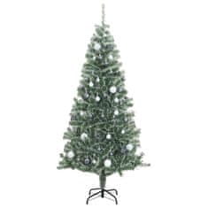 Vidaxl Umetna novoletna jelka 300 LED diod, bunkice in sneg 240 cm