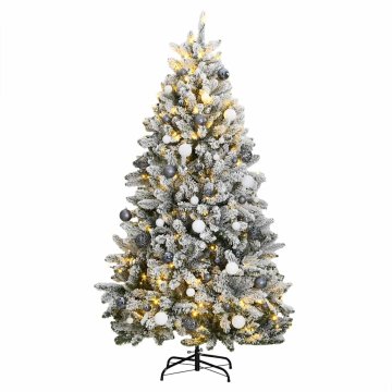 Vidaxl Umetna novoletna jelka 300 LED diod in komplet bučk 210 cm