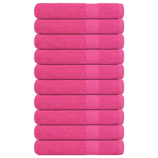 Vidaxl Brisače 10 kos roza 100x200 cm 360 gsm 100% bombaž