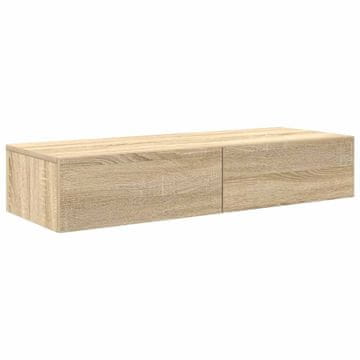 Vidaxl Stenska polica s predali sonoma hrast 100x36x19 cm inž. les