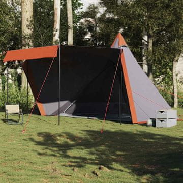 Vidaxl vidaXL Družinski šotor tipi za 6 oseb, sivo-oranžen, vodoodporen