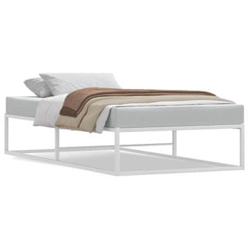 Vidaxl Posteljni okvir brez vzmetnice bel 100x200 cm kovinska