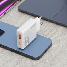 DUDAO A30EU GaN polnilnik USB / USB-C 30W, bela