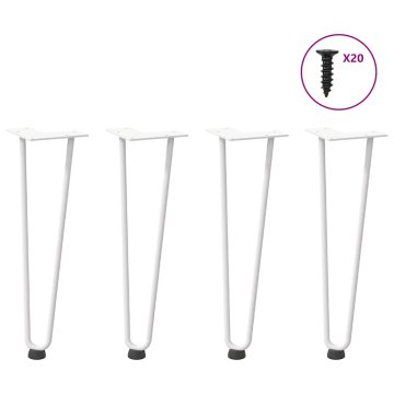 shumee vidaXL Noge za mizo za lase 4 kosi bela 42 cm trdno jeklo