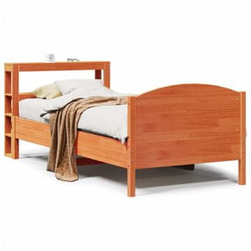 Vidaxl Posteljni okvir brez vzmetnice voščeno rjav 90x200 cm borovina