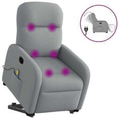 shumee vidaXL Električni masažni naslanjač s funkcijo vstajanja svetlo siv