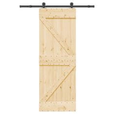 shumee vidaXL Drsna vrata s kompletom vodil 70x210 cm trdna borovina
