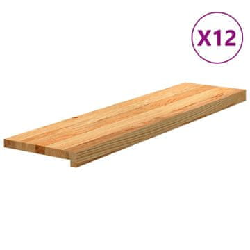 shumee vidaXL Podloge za stopnice 12 kosov rjave 100x30x2 cm trdna hrastovina