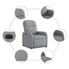 Vidaxl Električni naslanjač svetlo sivo blago