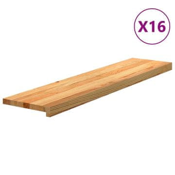 shumee vidaXL Podloge za stopnice 16 kosov rjave 110x30x2 cm trdna hrastovina