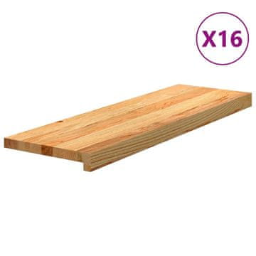 shumee vidaXL Podloge za stopnice 16 kosov rjave 80x25x2 cm trdna hrastovina