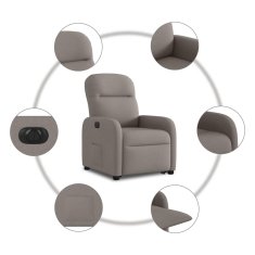 Vidaxl Električni naslanjač s funkcijo vstajanja taupe blago