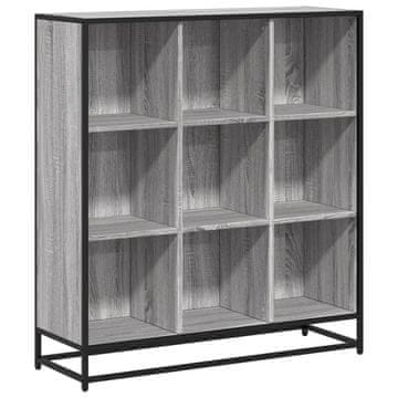 Vidaxl Knjižna omara siva sonoma 97,5x33x107,5 cm inž. les in kovina