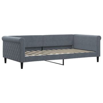 Vidaxl Raztegljiva postelja temno siva 100x200 cm žamet