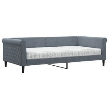 Vidaxl Dnevna postelja z vzmetnico temno siva 100x200 cm žamet