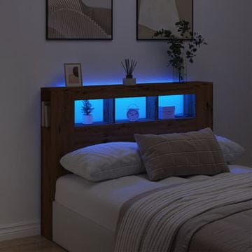 Vidaxl vidaXL Obrtniško hrastovo vzglavje z LED 140x18,5x103,5 cm