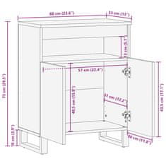 Vidaxl Komoda črn 60x33x75 cm trden mangov les