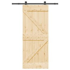 shumee vidaXL Drsna vrata s kompletom vodil 70x210 cm trdna borovina