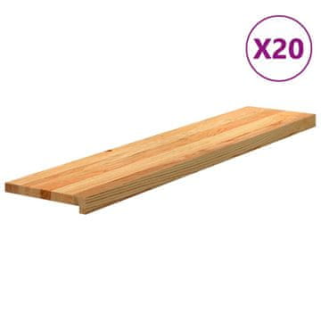 shumee vidaXL Podloge za stopnice 20 kosov rjave 120x30x2 cm trdna hrastovina