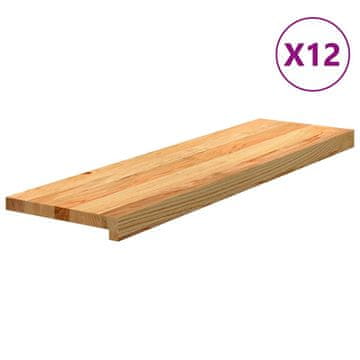 shumee vidaXL Podloge za stopnice 12 kosov rjave 90x25x2 cm trdna hrastovina