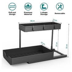 Cool Mango Dvonadstropni izvlečni organizator, povečajte prostor v kuhinji in kopalnici, moderen in eleganten dizajn, praktična rešotev za organizacijo doma, enostavno sestavljiv, 40 x 36 cm – Slidesink