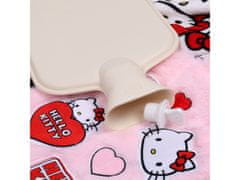 HELLO KITTY Hello Kitty svetlo roza termofor z mehko prevleko, krznen, velik, naravni kavč 1,75 l 