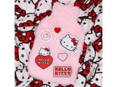 HELLO KITTY Hello Kitty svetlo roza termofor z mehko prevleko, krznen, velik, naravni kavč 1,75 l 