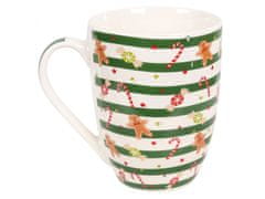 sarcia.eu Črtast porcelanast božični vrč, vrč z medenjaki, v darilni škatli 340 ml