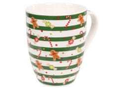 sarcia.eu Črtast porcelanast božični vrč, vrč z medenjaki, v darilni škatli 340 ml