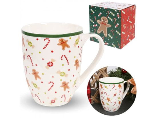 sarcia.eu Porcelanska božična skodelica, bela skodelica z medenjaki, v darilni škatli 340 ml