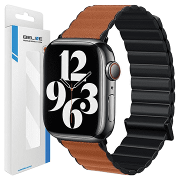 1 to 3 BELINE APPLE WATCH MAGNETIC PRO STRAP 42/44/45/49MM BLACK/BROWN BOX