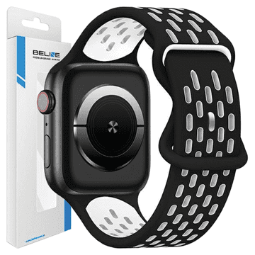 1 to 3 BELINE PASEK APPLE WATCH NEW SPORTSILICONE 42/44/45/49MM CZARNO-BIAŁY BLACK/WHITE BOX