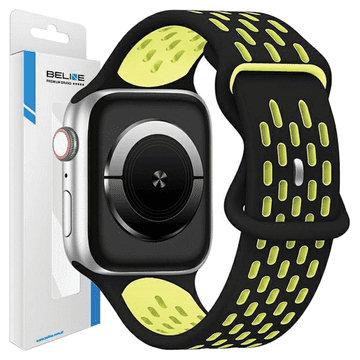 1 to 3 BELINE APPLE WATCH NEW SPORTSILICON STRAP 38/40/41MM BLACK/YELLOW BOX