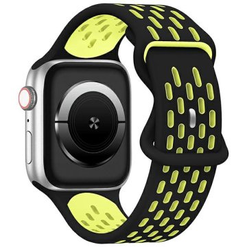shumee Silikonski pašček za Apple Watch Beline Sport črne in rumene barve