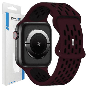 1 to 3 BELINE APPLE WATCH NEW SPORTSILICONE STRAP 38/40/41MM BURGUNDY-BLACK WINE RED/BLACK BOX