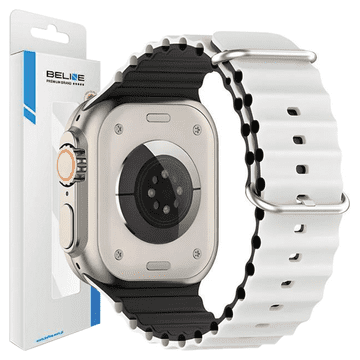 shumee Silikonski pašček Beline za Apple Watch Waves 38/40/41 mm, belo-črn