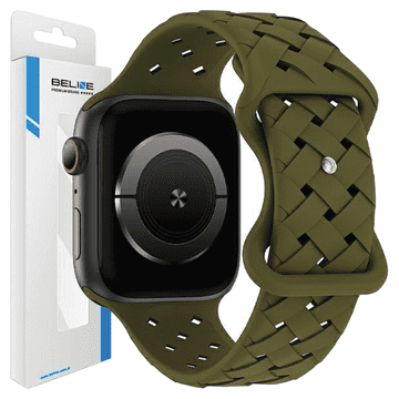 1 to 3 BELINE APPLE WATCH SILICONE WOVEN STRAP42/44/45/49MM OLIVE/OLIVER BOX