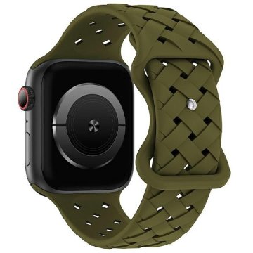 shumee Silikonski tkani pašček za Apple Watch Beline olivne barve