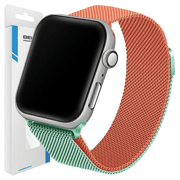 1 to 3 BELINE APPLE WATCH STEEL STRAP 42/44/45/49 MM ZELENO/ORANŽNA