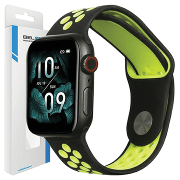shumee Silikonski pašček Beline za Apple Watch Sport 42/44/45/49 mm črne/limetine barve