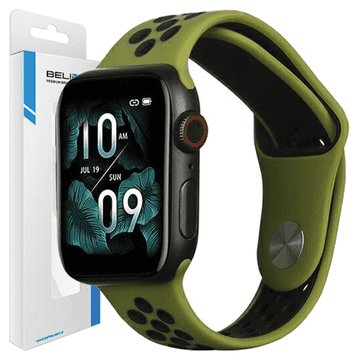 1 to 3 BELINE APPLE WATCH ŠPORTNI SILIKONSKI PAS 38/40/41 MM ZELEN/ČRN