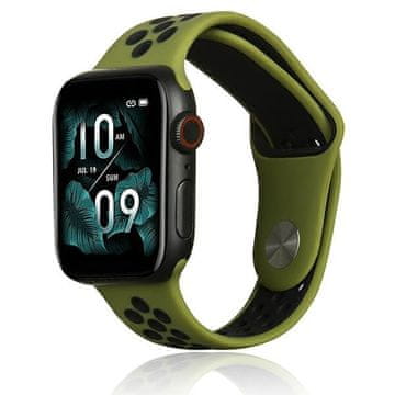 shumee Silikonski pašček za Apple Watch 38 mm Beline Sport zeleno-črn