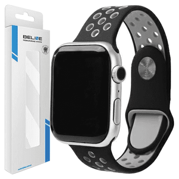 1 to 3 BELINE APPLE WATCH ŠPORTNI SILIKONSKI PAS 38/40/41 MM ČRNO/SIV