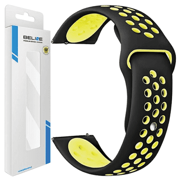 shumee Silikonski pašček za uro Beline 22 mm, športni, črno/rumene barve