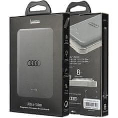 Audi Induktivna prenosna baterija Audi 15W 5000mAh siva/siva z velikim logotipom MagSafe AU-MWPB5000-GT/D1-GY