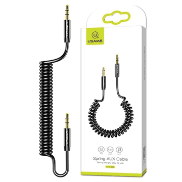 USAMS USAMS adapter vzmetni avdio priključek 3,5 mm-3,5 mm 1,2 m črn/črn SJ256YP01 (US-SJ256)