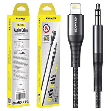 Awei AWEI adapter CL-116L Lightning/Jack 3.5 siv/temno siv