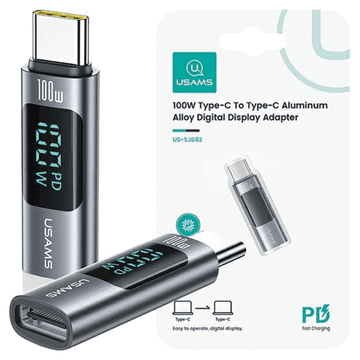 USAMS Usams adapter AU18 USB-C - USB-C digitalni zaslon 100W jeklo/aluminij SJ682TC01 (US-SJ682)