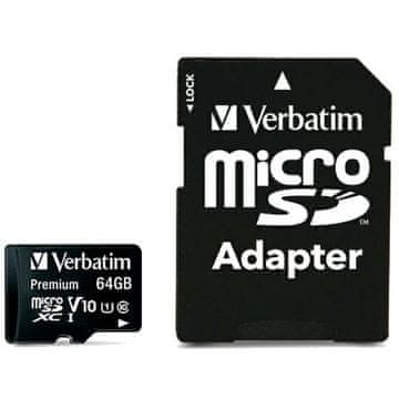 1 to 3 Verbatim Microsdxc Kartica 64Gb V10+ Za Telefone Tablice S Pro Adapterjem