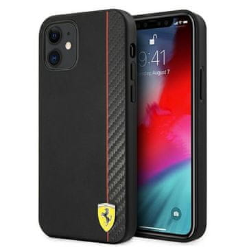 Ferrari FESAXHCP12SBK trdi ovitek za iPhone 12 mini 5,4" črn/črn, On Track Carbon Stripe